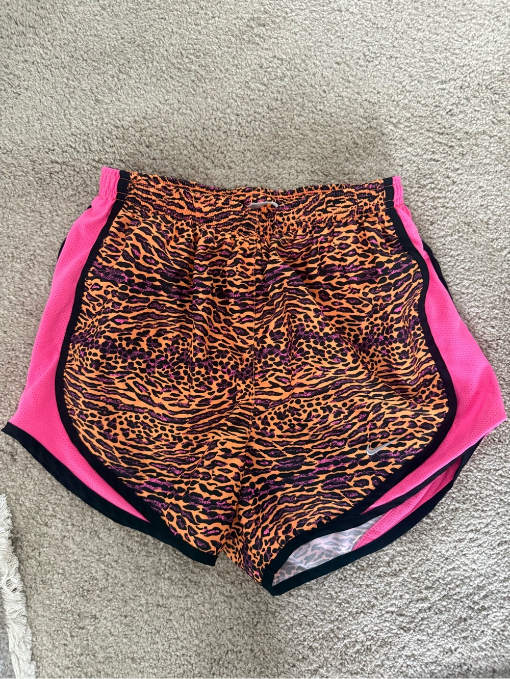Nike Women’s Athletic Leopard Print Shorts in Orange and Pink